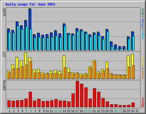 Daily usage for June 2021