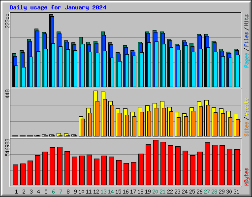 Daily usage for January 2024
