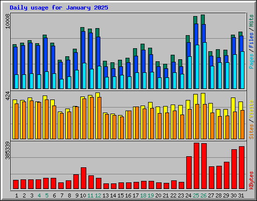 Daily usage for January 2025
