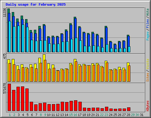 Daily usage for February 2025