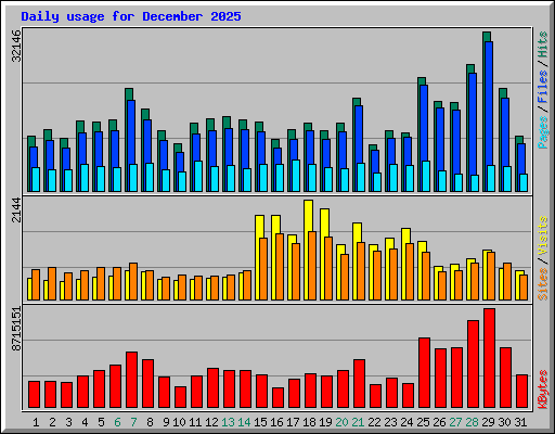 Daily usage for December 2025